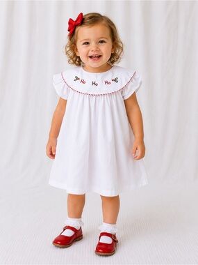 Sophia Boutique Hand-Embroidered "Ho Ho Ho" Holiday Dress 3T
